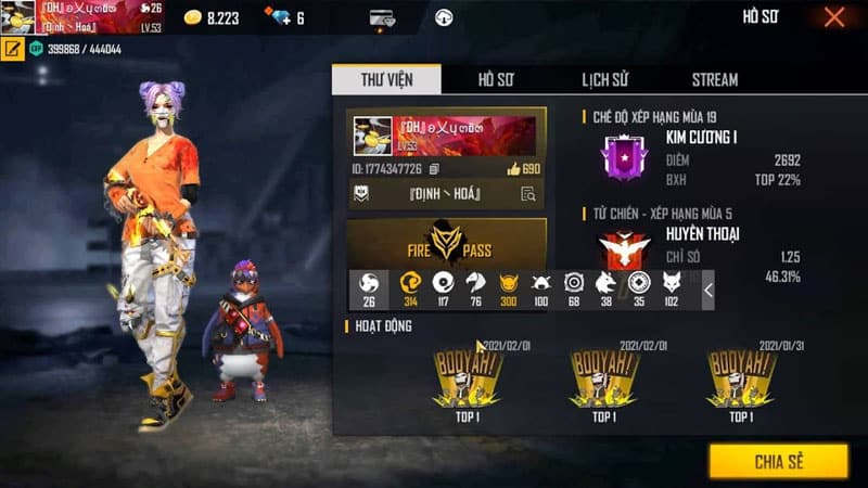 ảnh acc ff cao thủ ngon xịn