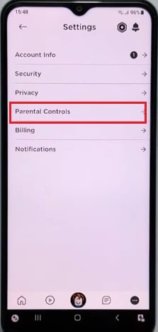 Ấn chọn Parental Controls