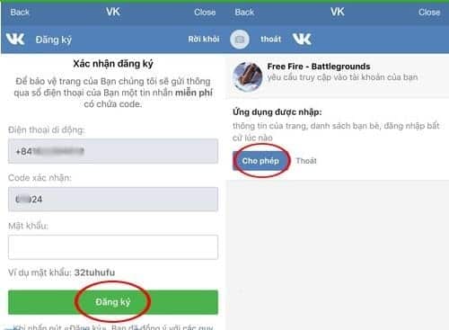 Bấm vào đăng ký