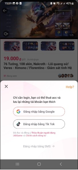 Chọn hình thức đăng ký app