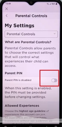 Chọn parent pin