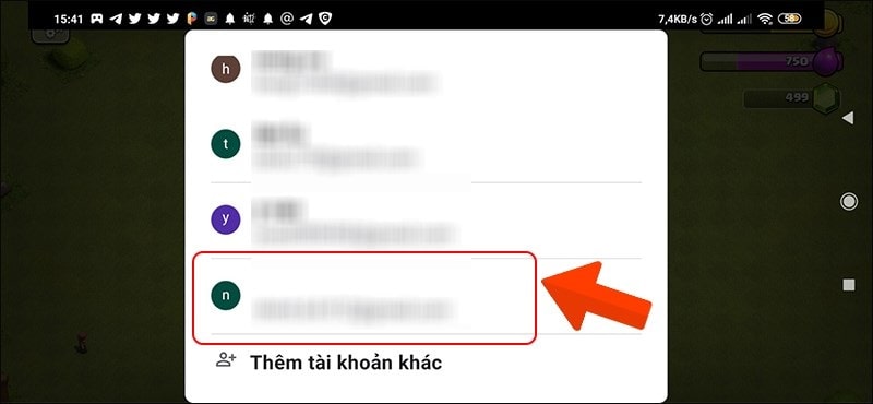 Chọn tài khoản