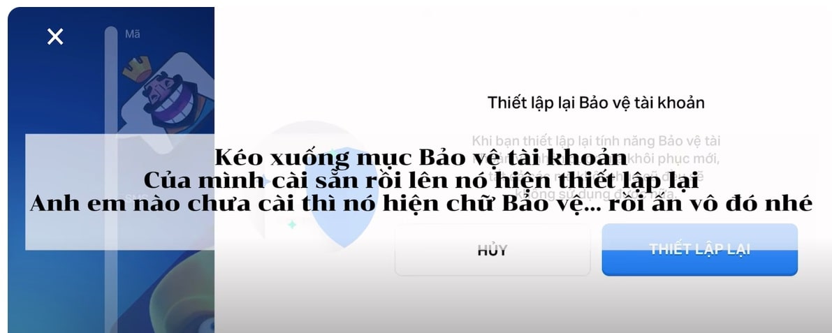 Chọn thiết lập lại
