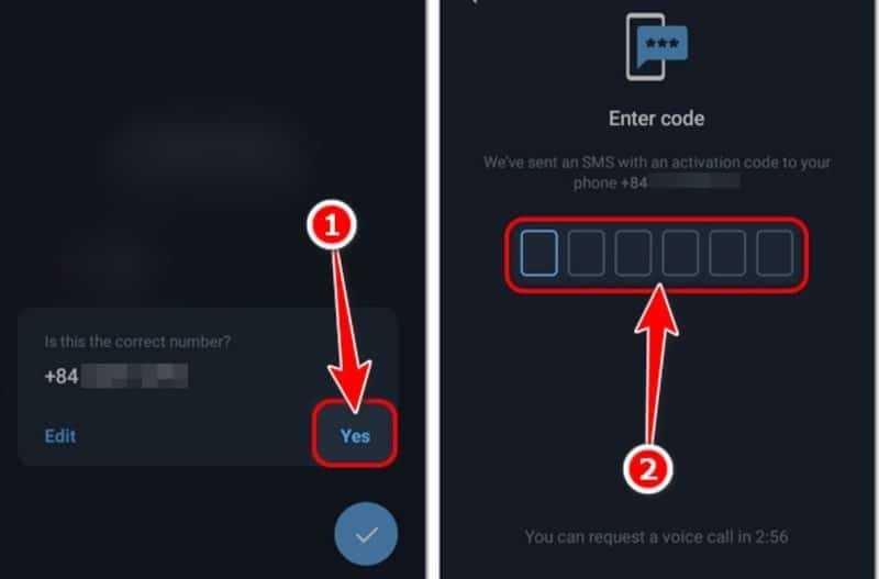 Chọn yes sau đó nhấn mã code