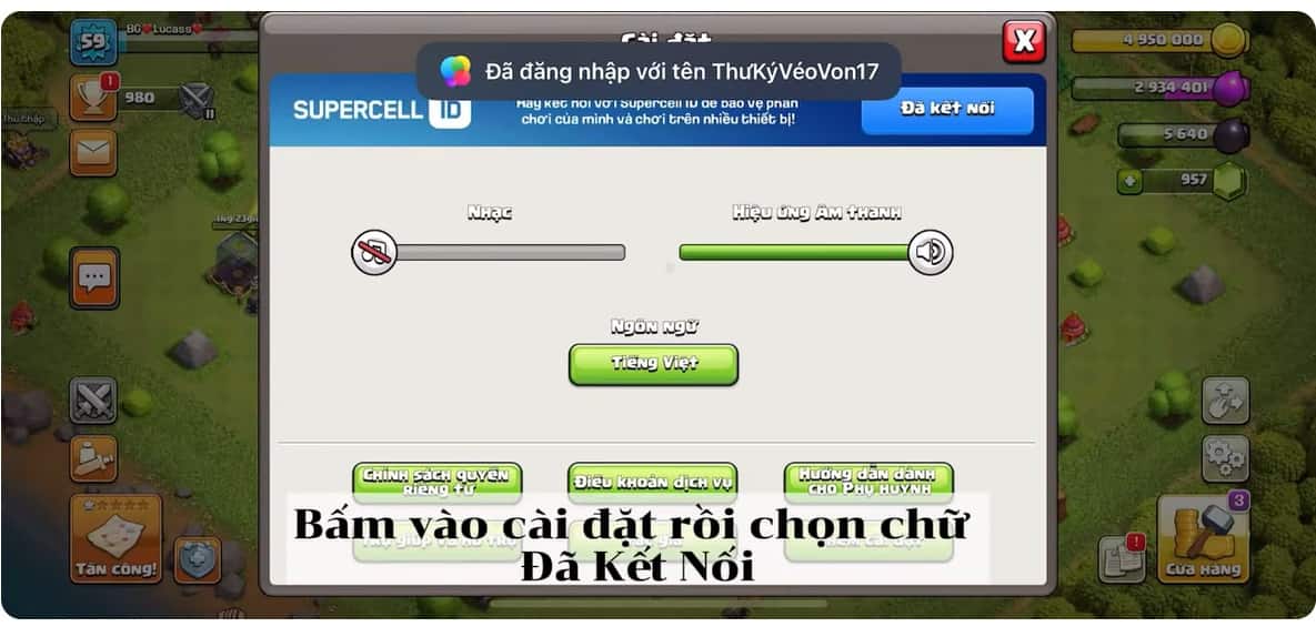 Nhấn chọn đã kết nối