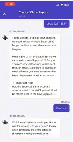 Nhấn continue sau đó nhập gmail mới