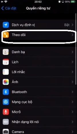 Nhấn vào theo dõi