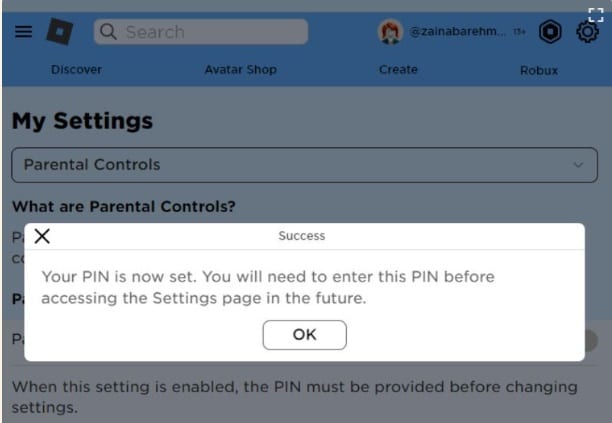 Tạo mã pin thành công