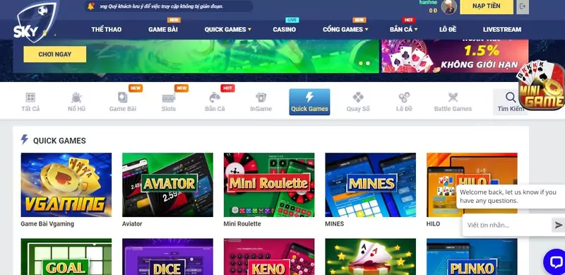Kho game cá cược đa dạng tại Sky88
