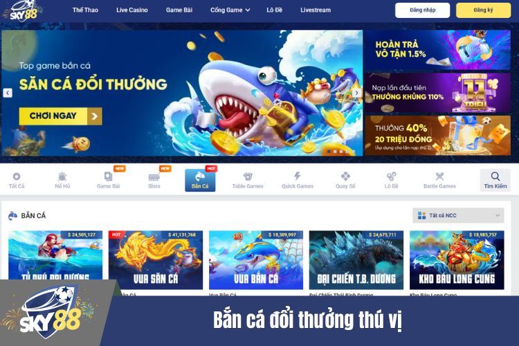 Bắn cá đổi thưởng thú vị