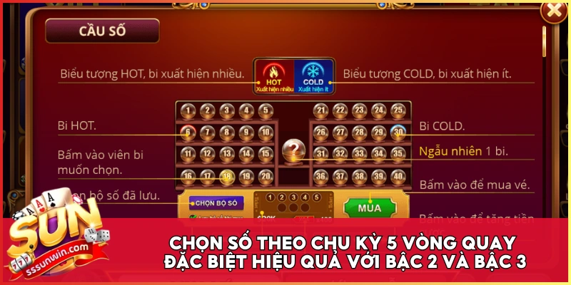 Chọn số theo chu kỳ 5 vòng quay đặc biệt hiệu quả với bậc 2 và bậc 3