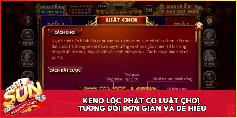 Keno Lộc Phát có luật chơi tương đối đơn giản và dễ hiểu