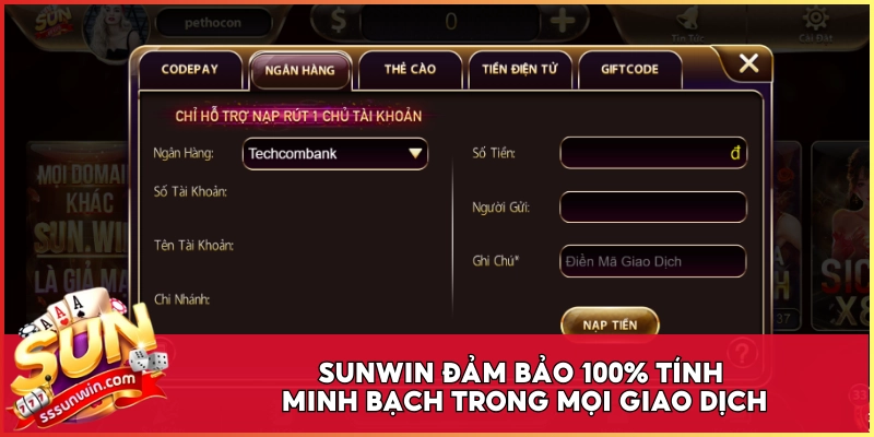 Sunwin đảm bảo 100% tính minh bạch trong mọi giao dịch