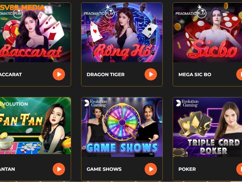 Top các game casino nổi tiếng ăn khách nhất tại Sv88