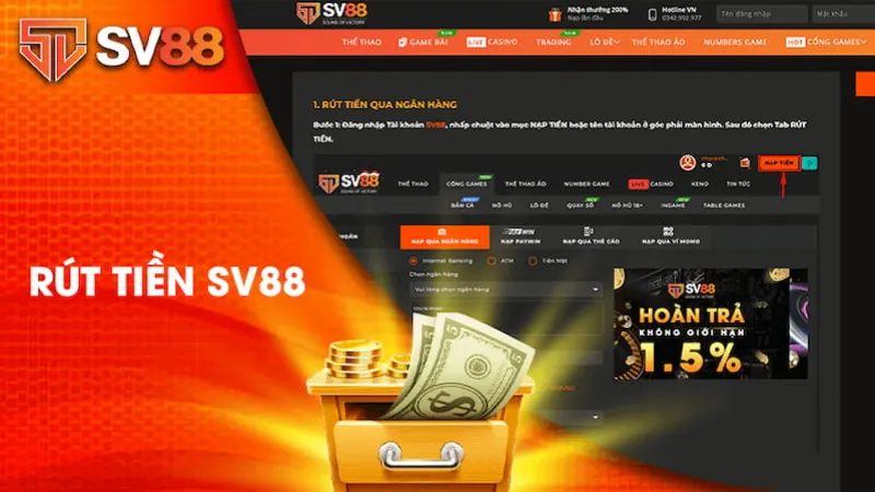 Hướng dẫn rút tiền SV88