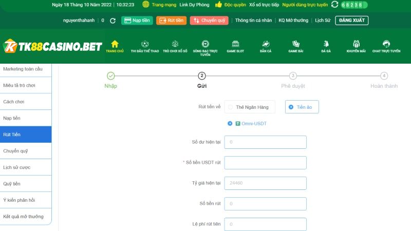 Hướng dẫn rút tiền TK88 bằng tiền ảo đơn giản và tiện lợi 