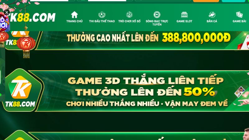 Giới thiệu về chương trình Chơi game 3d thắng liên tiếp thưởng lên tới 50% tại TK88