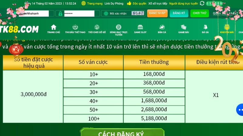 Nội dung khuyến mãi cá cược thể thao