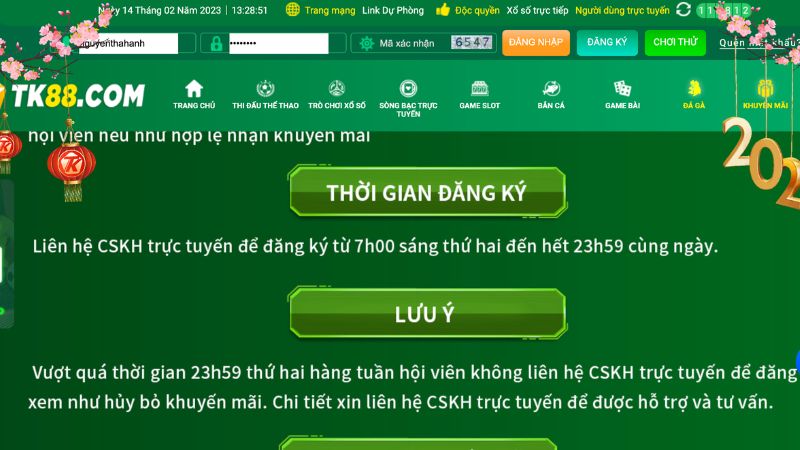 Người chơi liên hệ bộ phận CSKH vào thứ hai hàng tuần để đăng ký ưu đãi