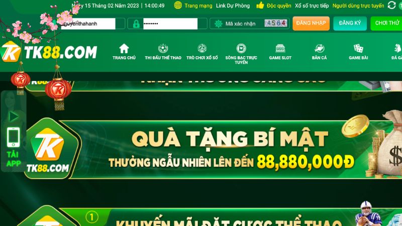 Quà tặng bí mật thưởng ngẫu nhiên tại TK88 áp dụng cho tất cả người chơi