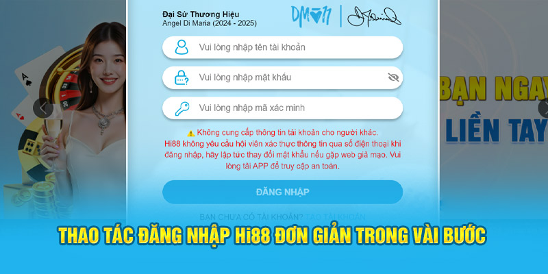 Thao tác đăng nhập Hi88 đơn giản trong vài bước