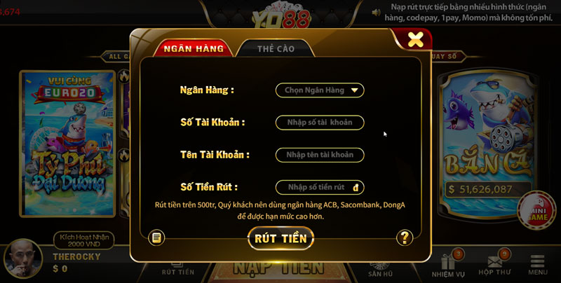 rút tiền tại YO88